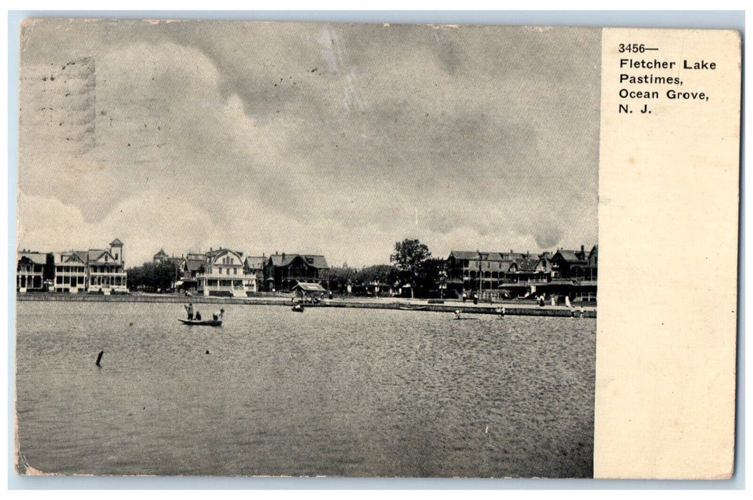 1908 Fletcher Lake Pastimes Ocean Grove New Jersey NJ Antique Postcard