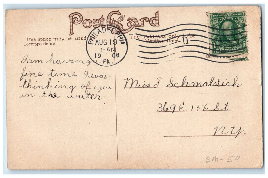 1908 Fletcher Lake Pastimes Ocean Grove New Jersey NJ Antique Postcard