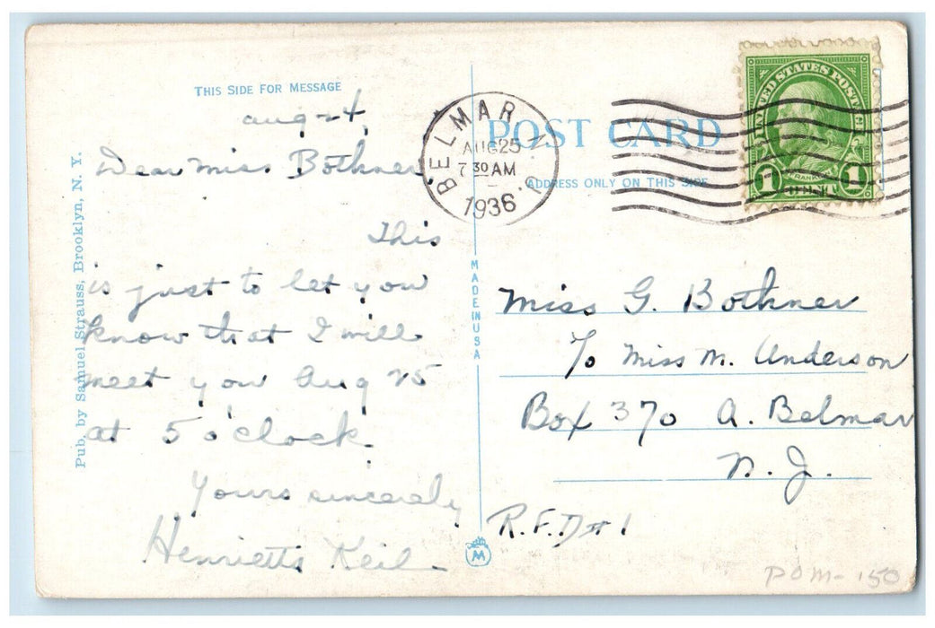 1936 Miniature Yacht Race on Sunset Lake Asbury Park New Jersey NJ Postcard