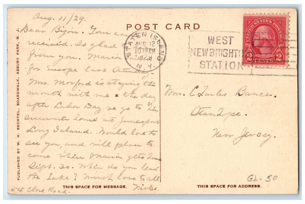 1929 Boat Landing Ross Fenton Farm Asbury Park New Jersey NJ Postcard