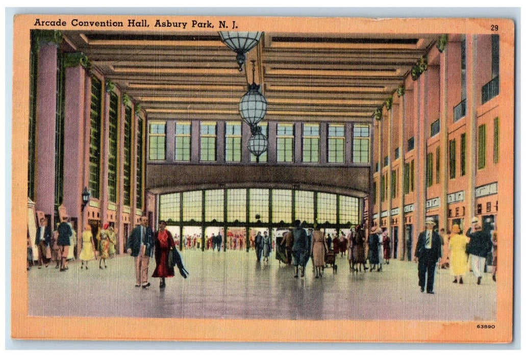 c1940's Arcade Convention Hall Asbury Park New Jersey NJ Vintage Postcard