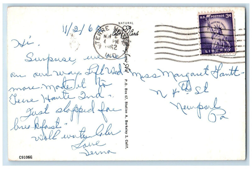 1962 Greetings Wabash Valley Boat River Lake Indiana Color Card Banner Postcard