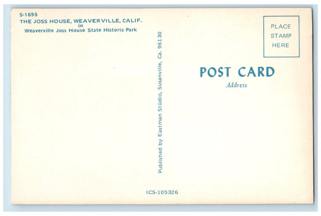 c1960 Joss House Joss House State Historic Park Weaverville California Postcard