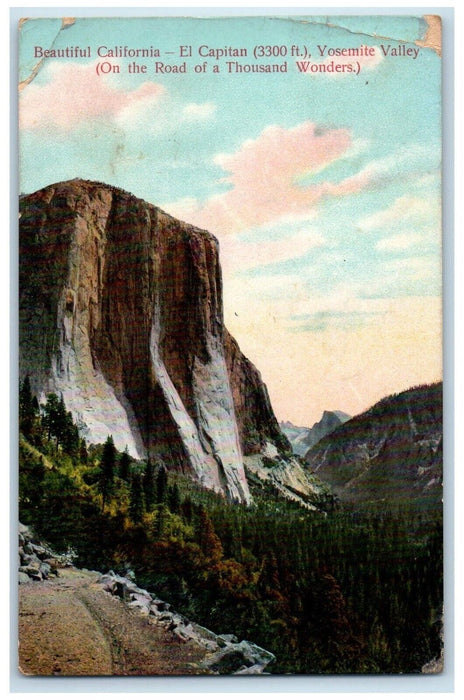 1908 Beautiful California El Capitan Yosemite Valley Thousand Wonders Postcard