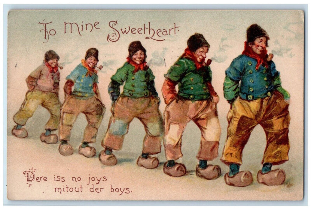 1907 Valentine Dutch Boys Pipe Tuck's Northfield Massachusetts MA Postcard