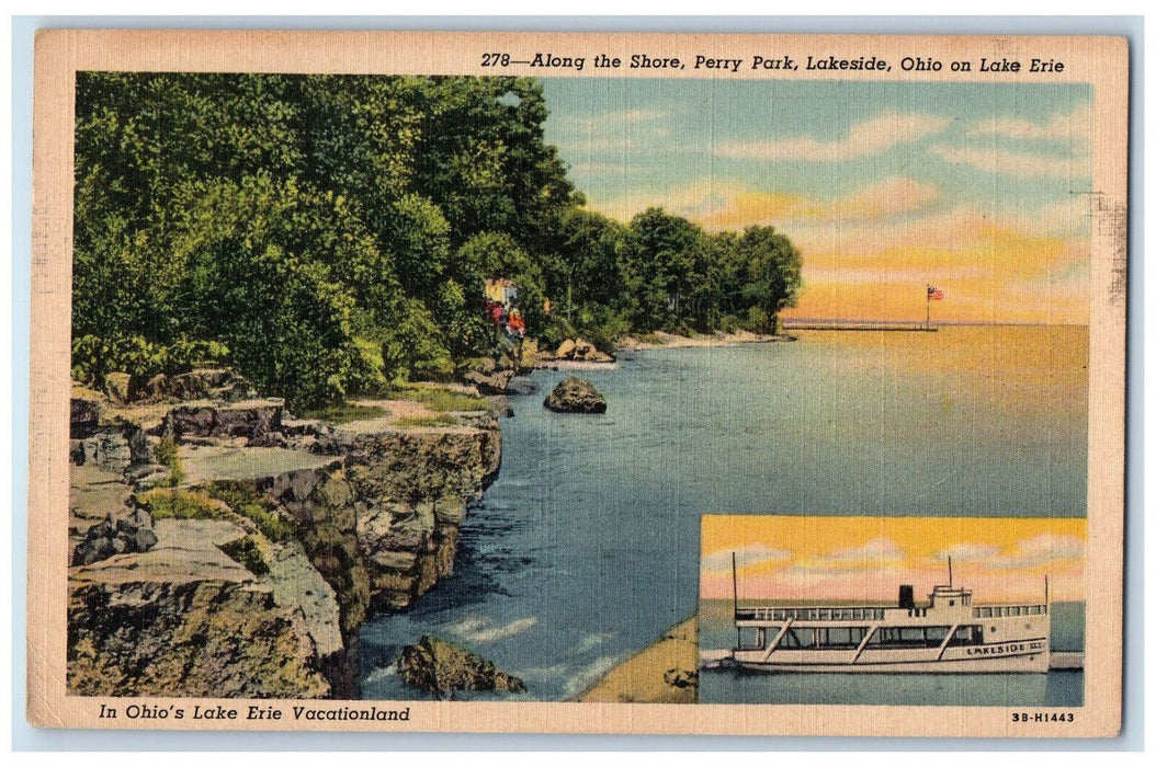 1951 Along The Shore Perry Park Lakeside Ohio On Lake Erie Posted Postcard
