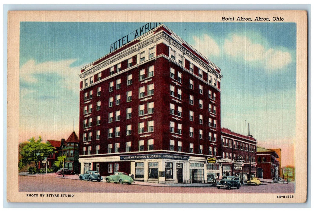 c1940's Citizens Savings & Loan Entrance to Hotel Akron Akron Ohio OH Postcard
