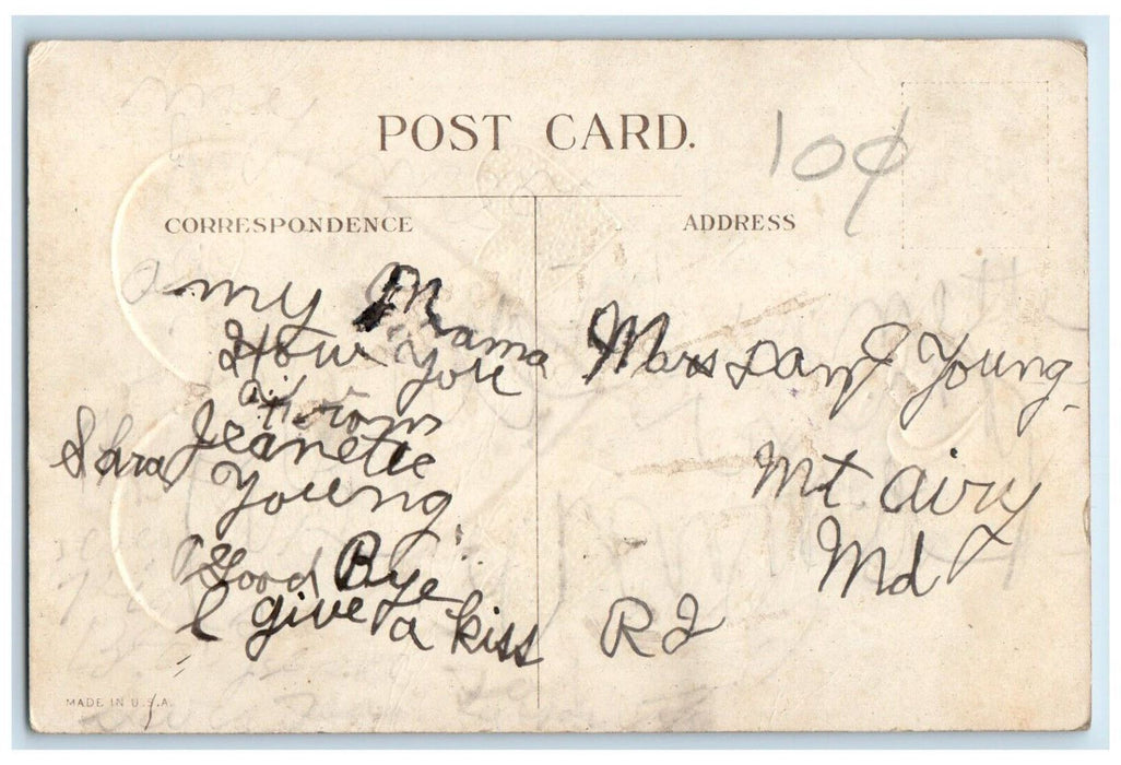 Valentine Hearts Sweet As All Out Doors Embossed Posted Antique Postcard