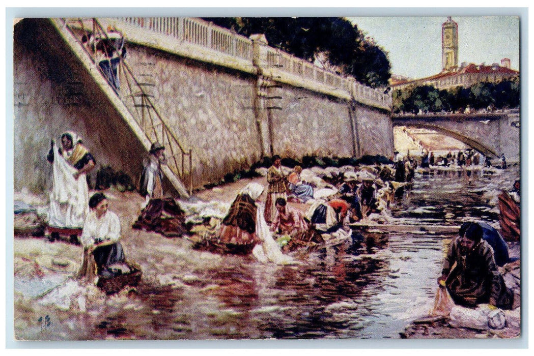1913 Washing At Grasse France The Sanitary Laundry Co., Hartford CT Postcard