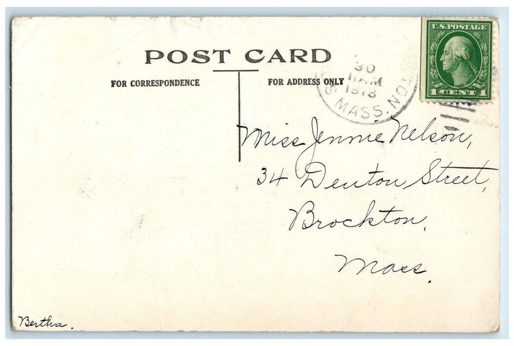 1918 Greetings From S Royalston Massachusetts MA Humor Pennant Antique Postcard