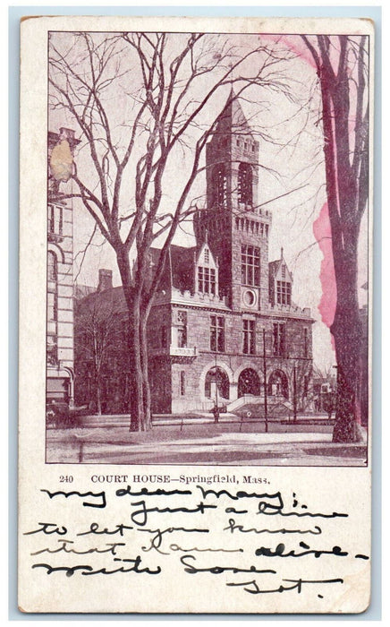 1905 View Of Court House Springfield Massachusetts MA Antique Posted Postcard