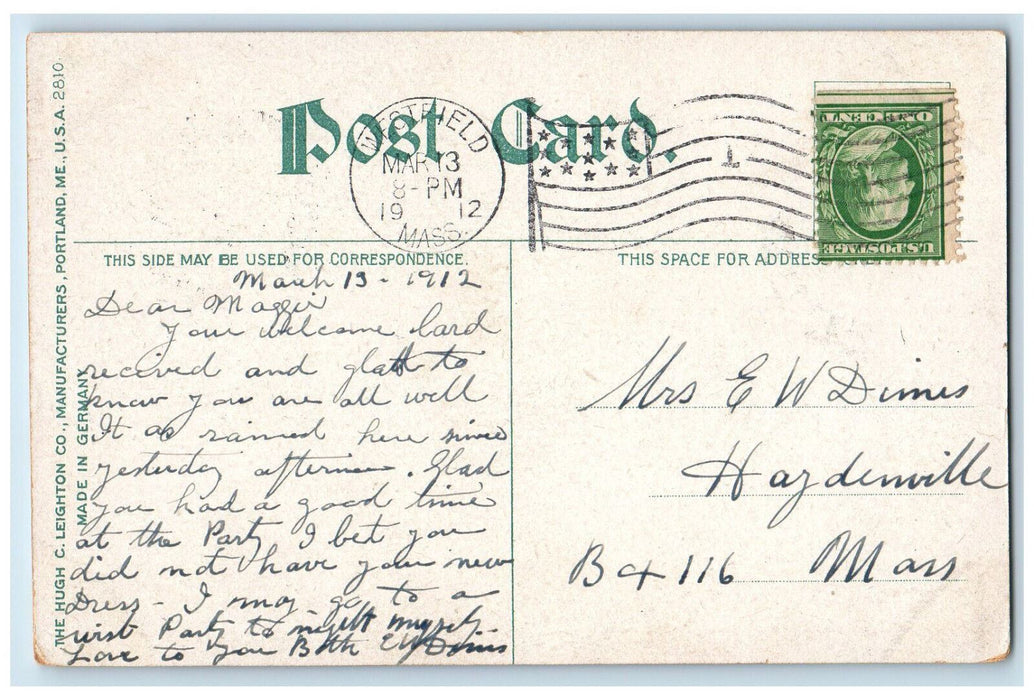 1912 Scenic View George At West Chesterfield Westfield Massachusetts MA Postcard