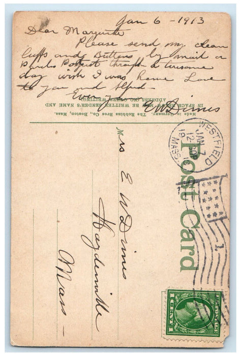 1913 Church Of The Unity Springfield Westfield Massachusetts MA Antique Postcard