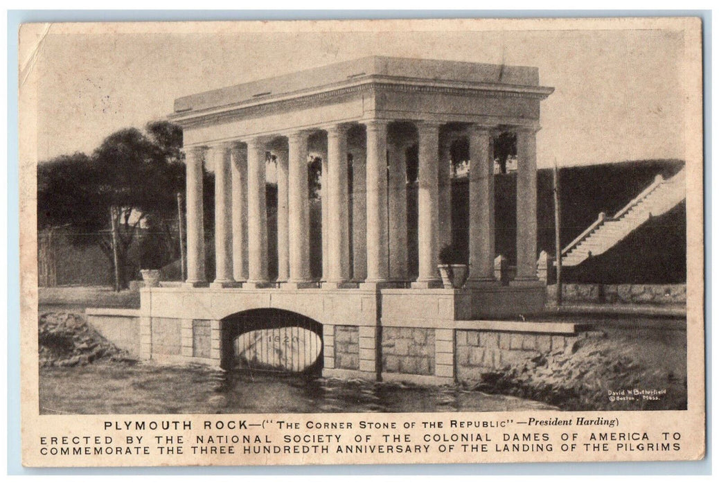 1905 The Corner Stone of the Republic President Harding Plymouth Rock Postcard