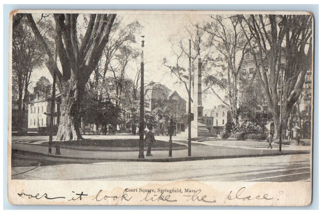 1907 Court Square Springfield Massachusetts MA Suffield CT Antique Postcard
