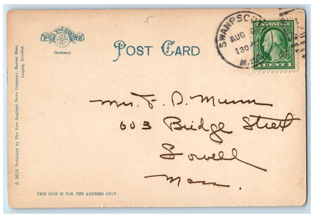 1919 Old Blaney House Second Oldest House Swampscott Massachusetts MA Postcard