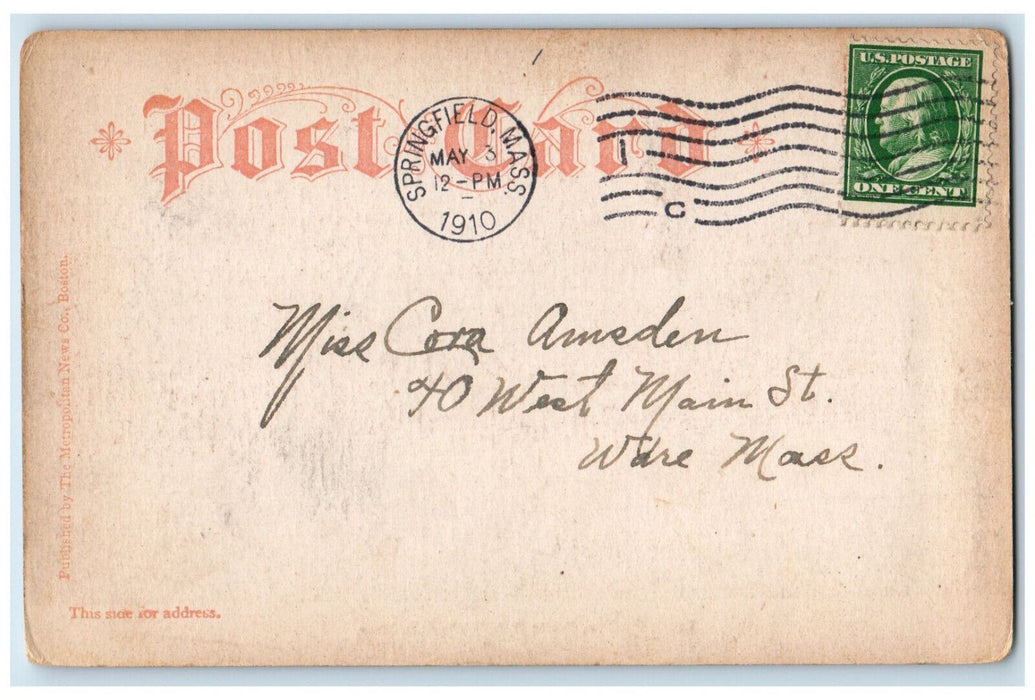 1910 Rustic Pavillion Forest Park Springfield Massachusetts MA Antique Postcard