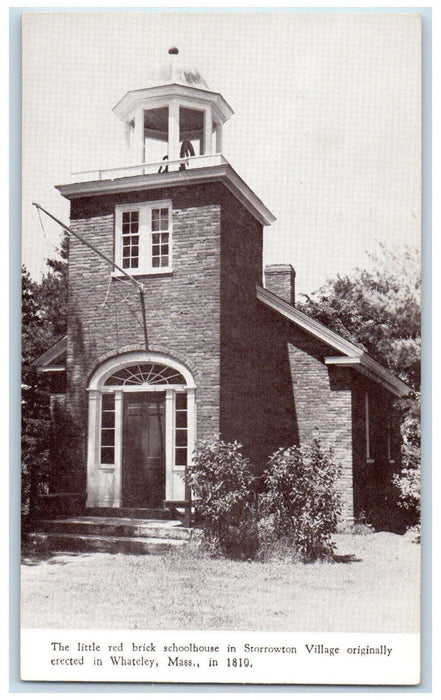 Little Red Brick Schoolhouse In Storrowton Village Whateley MA Vintage Postcard