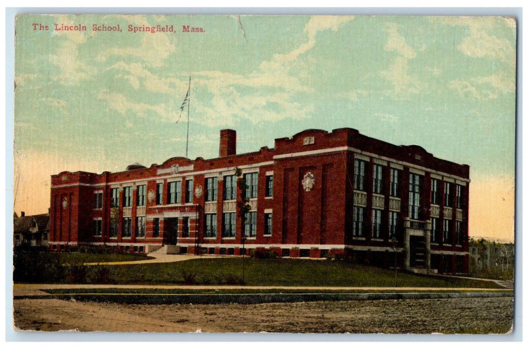 1914 The Lincoln  School Panoramic View Springfield Massachusetts MA Postcard