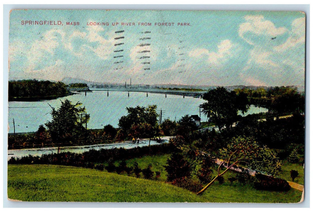 1909 Looking Up River From Forest Park Springfield Massachusetts MA Postcard