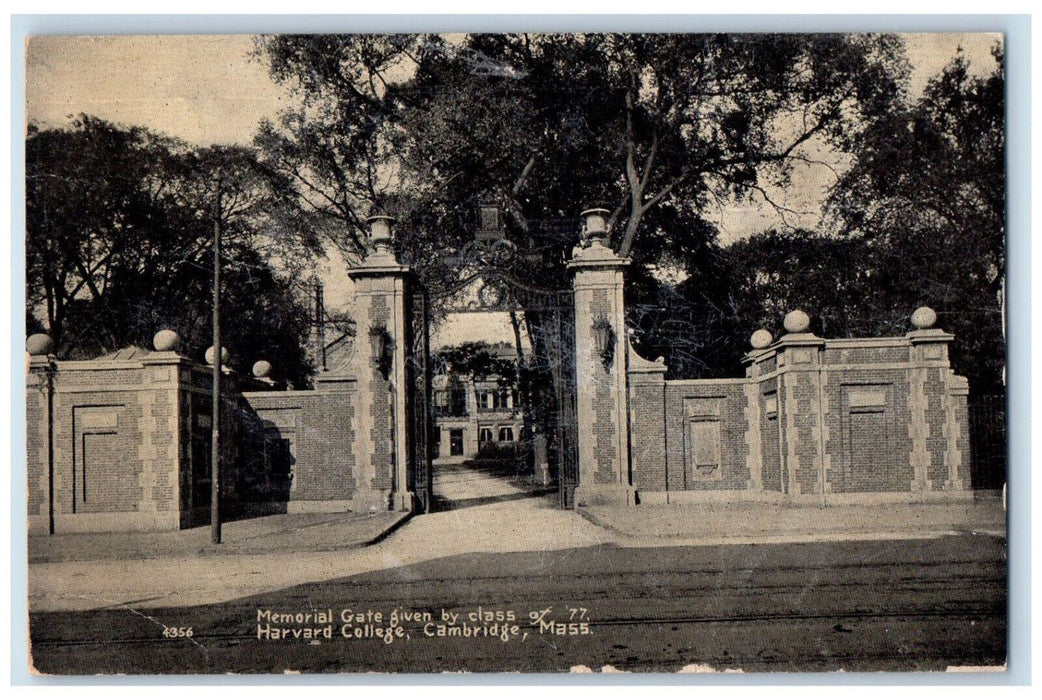 Memorial Gate Entrance Harvard College Cambridge Massachusetts MA Postcard