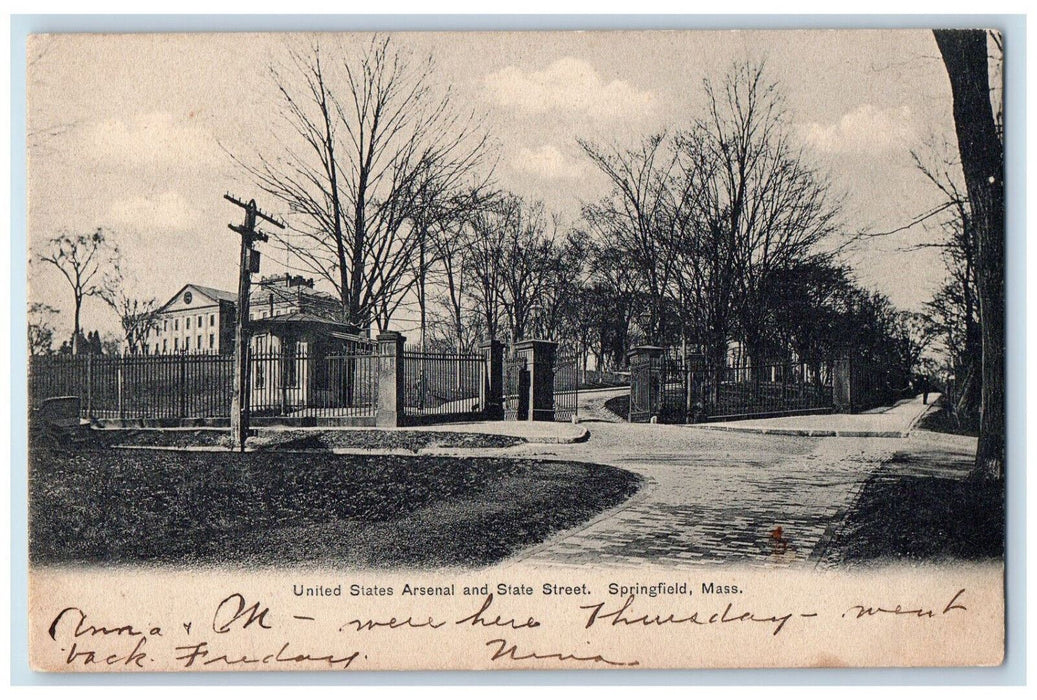 1905 United States Arsenal & State Street Springfield Massachusetts MA Postcard