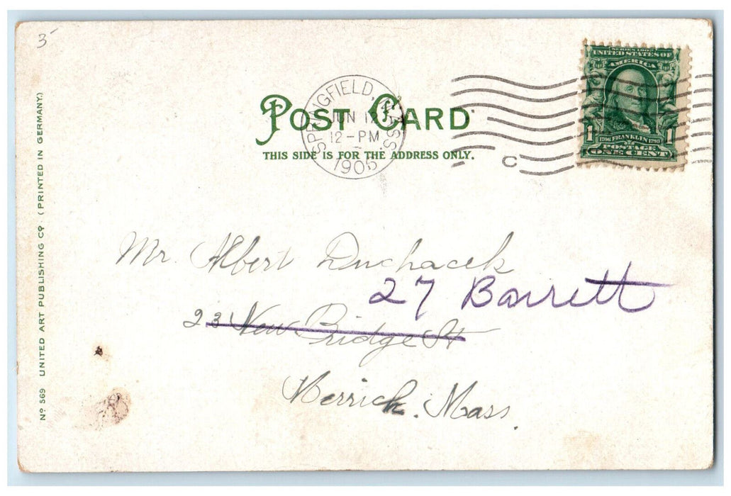 1905 Canoeing On The Connecticut River Springfield Massachusetts MA Postcard