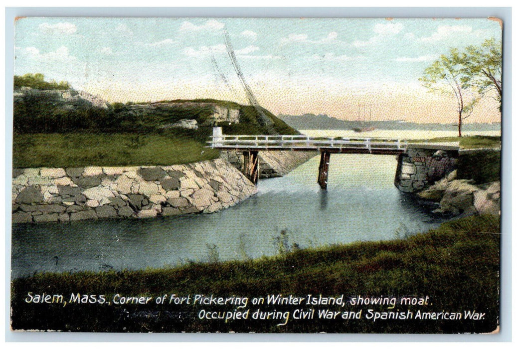 1909 Corner of Fort Pickering on Winter Island Salem Massachusetts MA Postcard