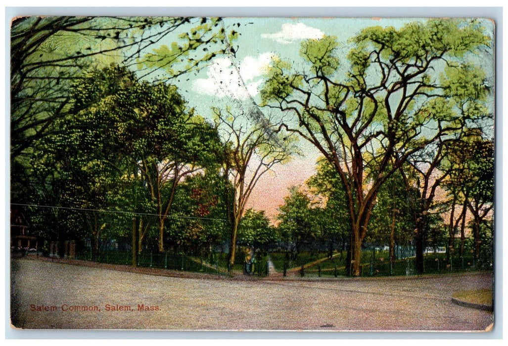 1909 Salem Common Salem Massachusetts MA Antique Posted Reichner Bros Postcard