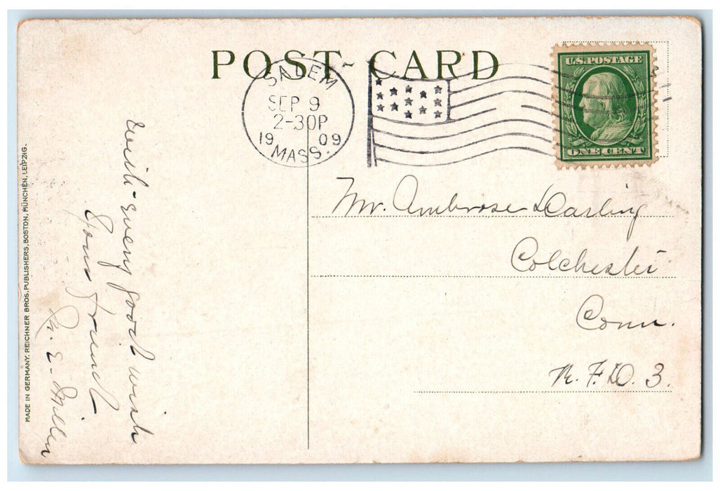 1909 Salem Common Salem Massachusetts MA Antique Posted Reichner Bros Postcard