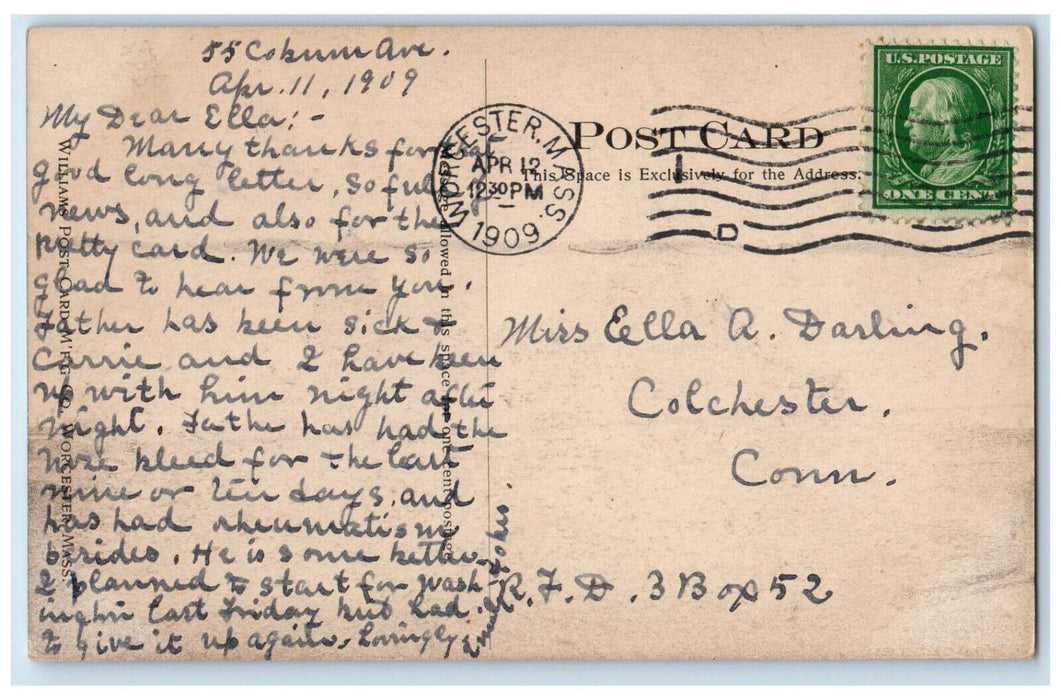 1909 New Union Station Worcester Massachusetts MA Antique Posted Postcard