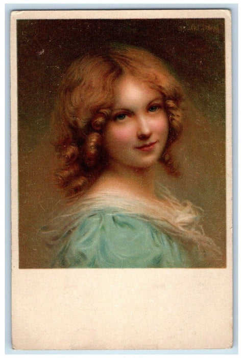 c1910's Pretty Woman Curly Hair Studio Portrait Munk Wien Antique Postcard