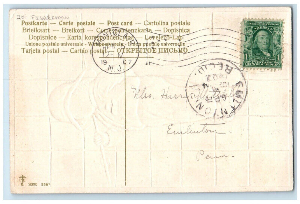 1907 Dutch Boy Fisherman Montclair New Jersey NJ Embossed Antique Postcard