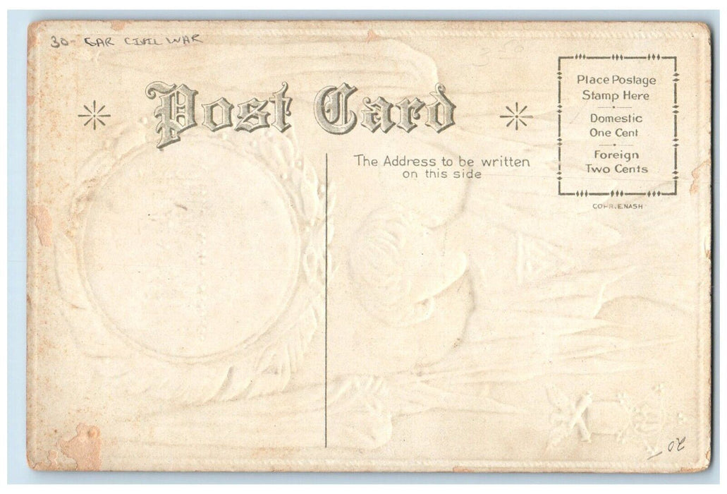 c1910's Memoriam Decoration Day Gar Civil War Embossed Nash Antique Postcard