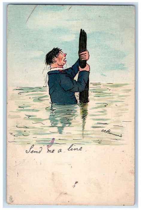 1907 Man Stranded Drowning Columbus Geway Ohio OH Posted Antique Postcard