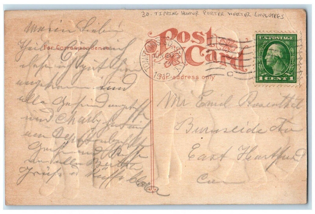1912 Tipping Humor Porter Waiter Employees The Travelers Prayer Antique Postcard