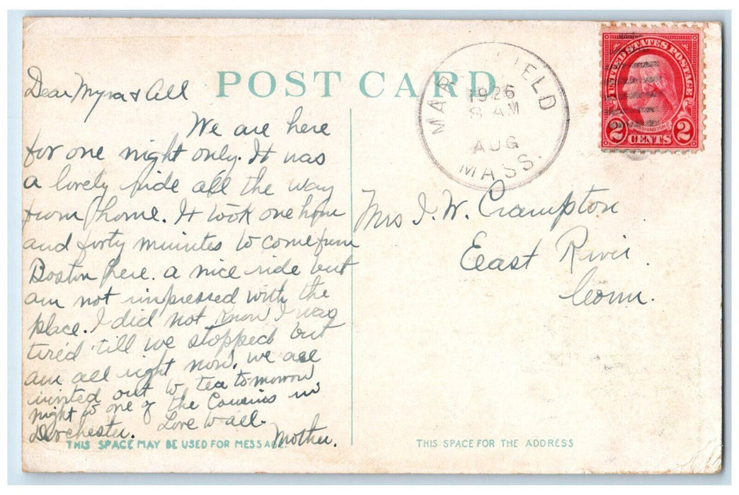 1926 South River Marshfield Massachusetts MA Vintage Posted Postcard