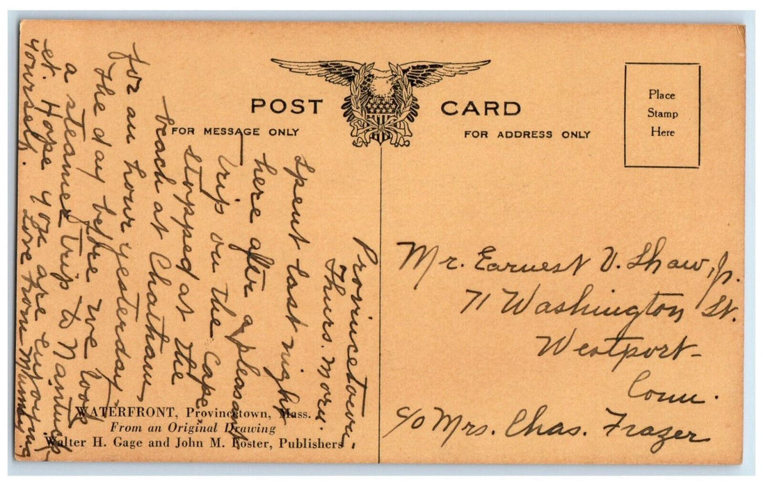 c1950's Waterfront Provincetown Massachusetts MA Vintage Posted Postcard