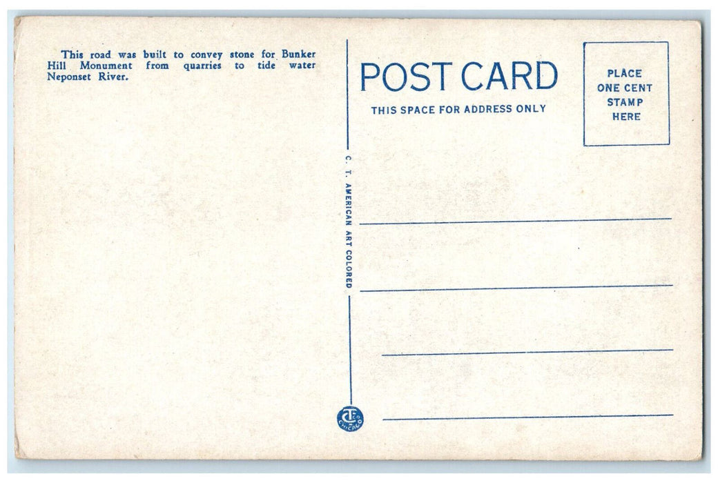 c1920's Site of First Railroad Quincy Massachusetts MA Antique Unposted Postcard