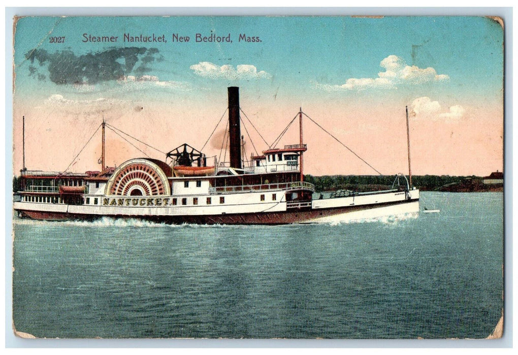 1912 Steamer Nantucket New Bedford Massachusetts MA Antique Posted Postcard