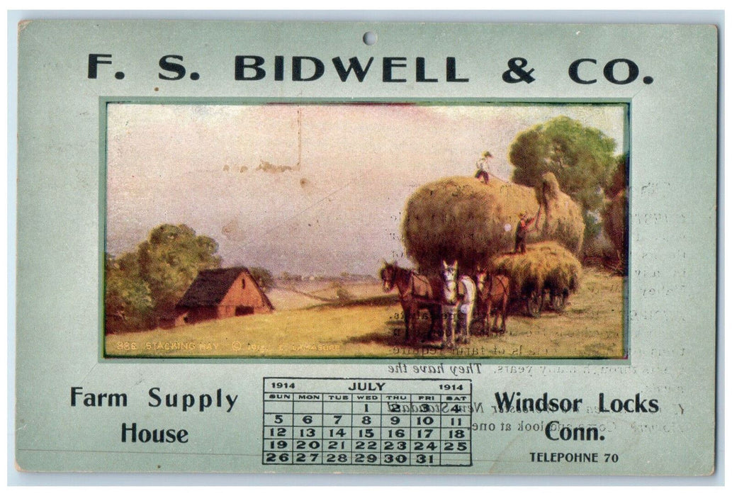 1914 FS Bidwell & Co Farm Supply House Windsor Locks CT Antique Postcard
