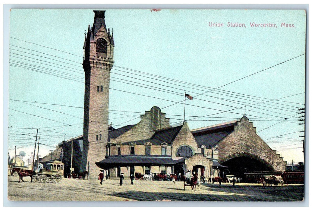 c1910 Union Station Worcester Massachusetts MA Unposted Antique Postcard