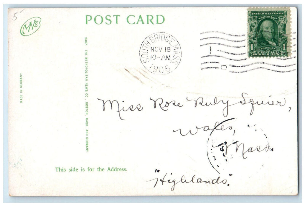 1906 The White City Worcester Massachusetts MA Antique Posted Postcard