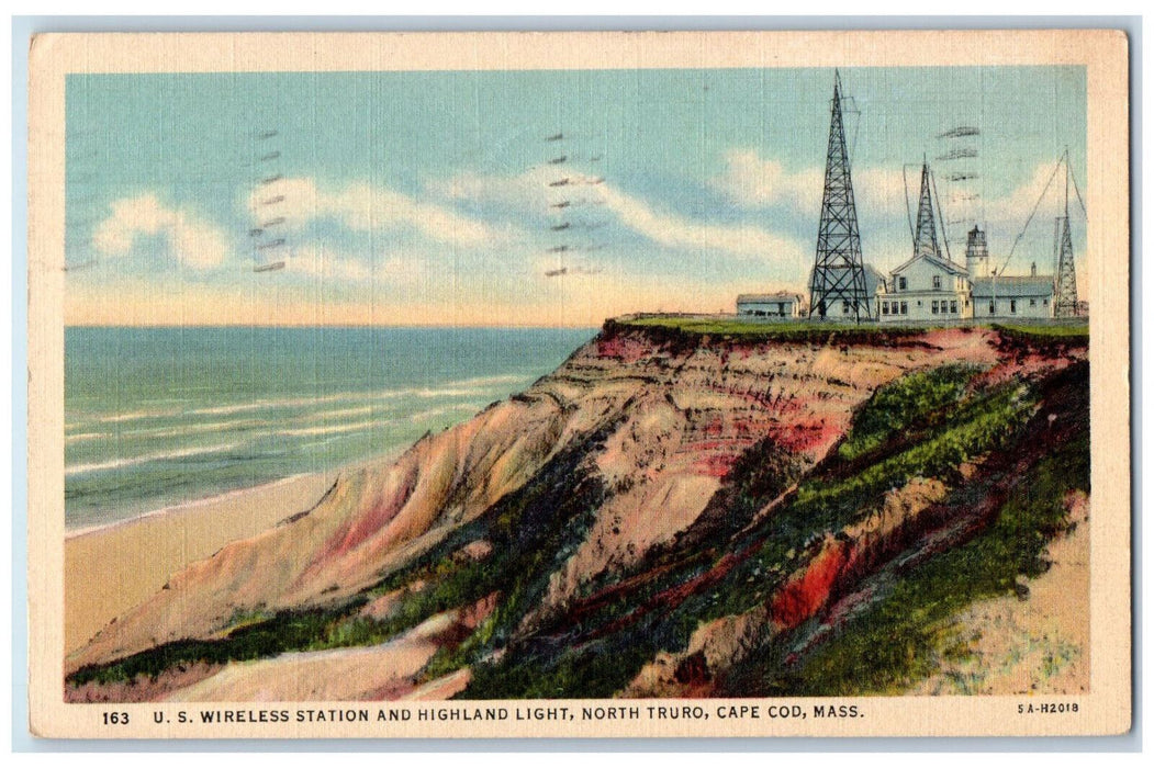 1938 U.S. Wireless Station and Highland Light North Truro Cape Cod MA Postcard
