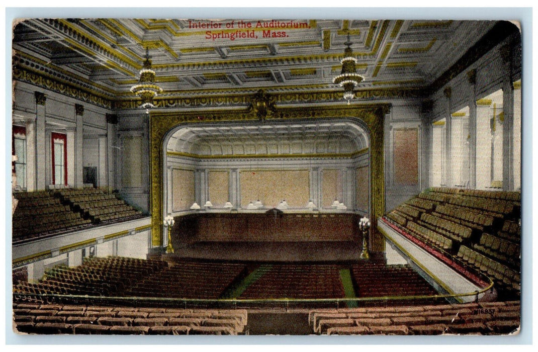 c1910 Interior of the Auditorium Springfield Massachusetts MA Antique Postcard
