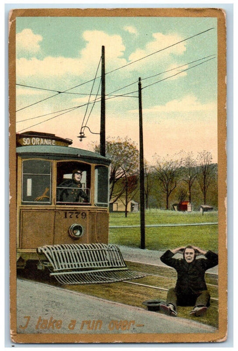 c1910's Suicide By Train Humor Beebe Montana MT Blue Cancel Antique Postcard