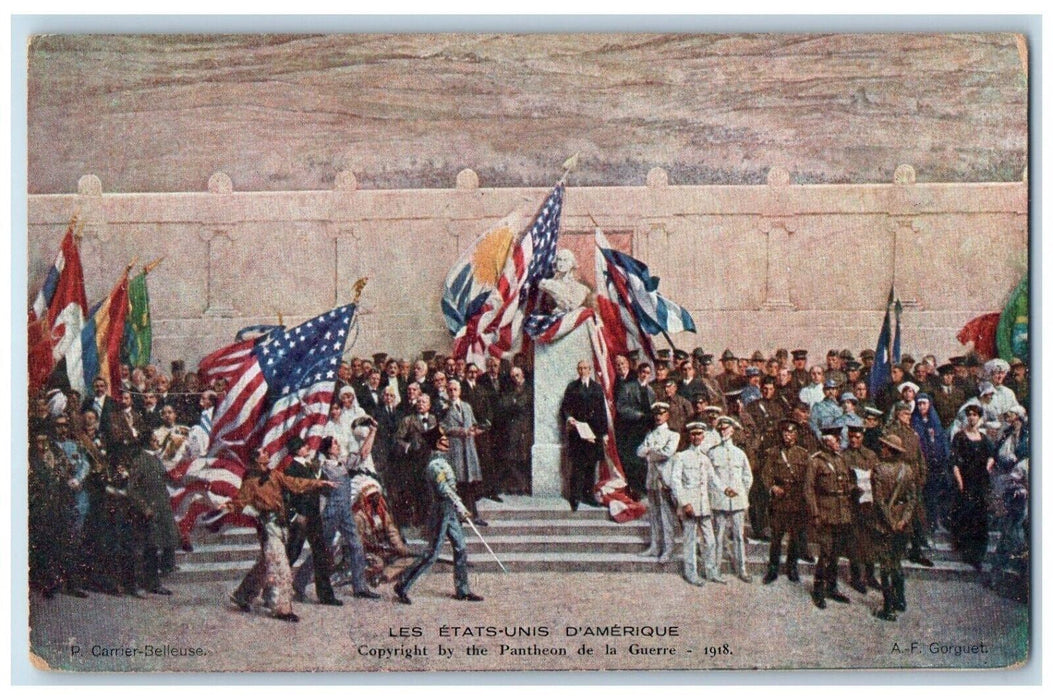 1918 United States War Hall Of Fame WWI Patriotic Flags Posted Antique Postcard