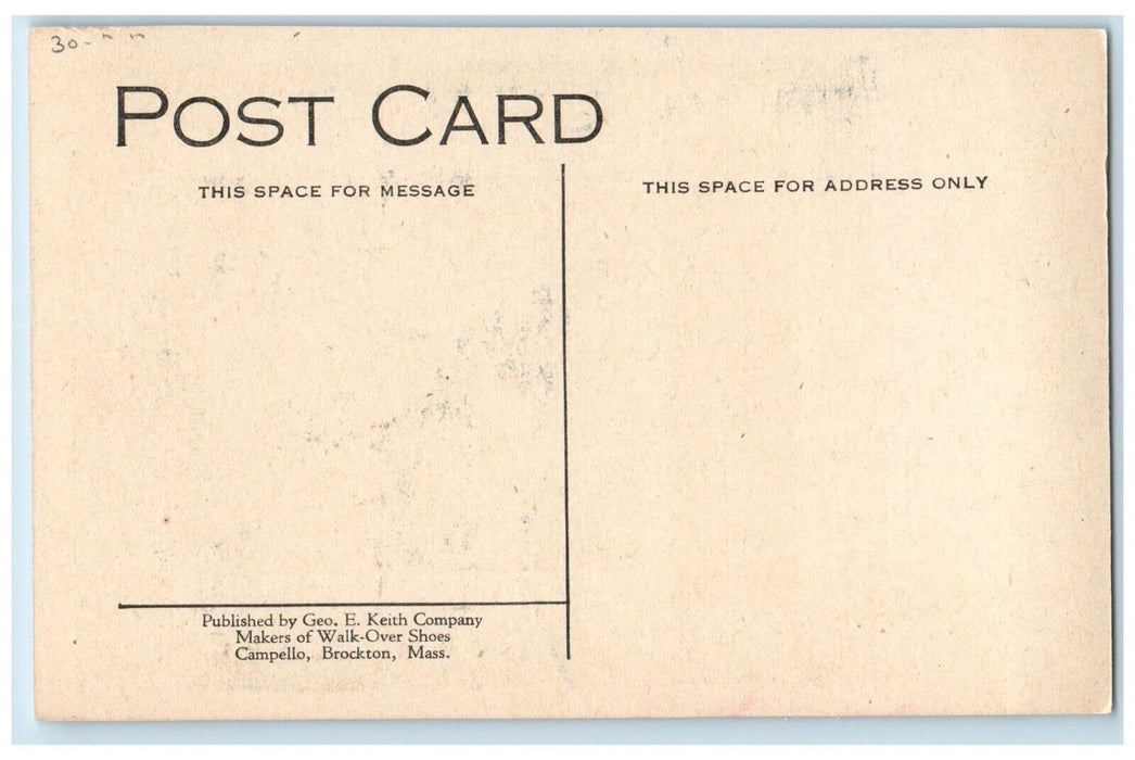 c1910's Benjamin Franklin Walk Over Shoes Advertising Brockton MA Postcard