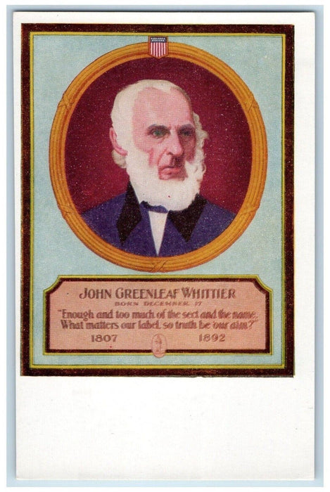 John Greenleaf Whittier Walk Over Shoes Advertising Brockton MA Antique Postcard