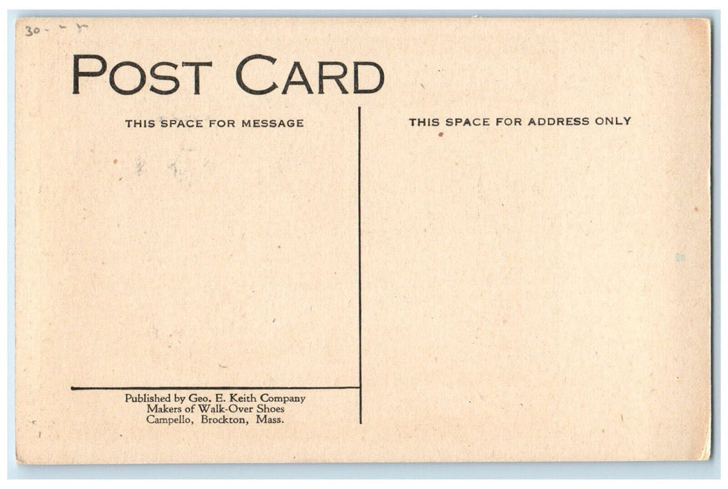 Thomas Jefferson Walk Over Shoes Advertising Brockton MA Antique Postcard